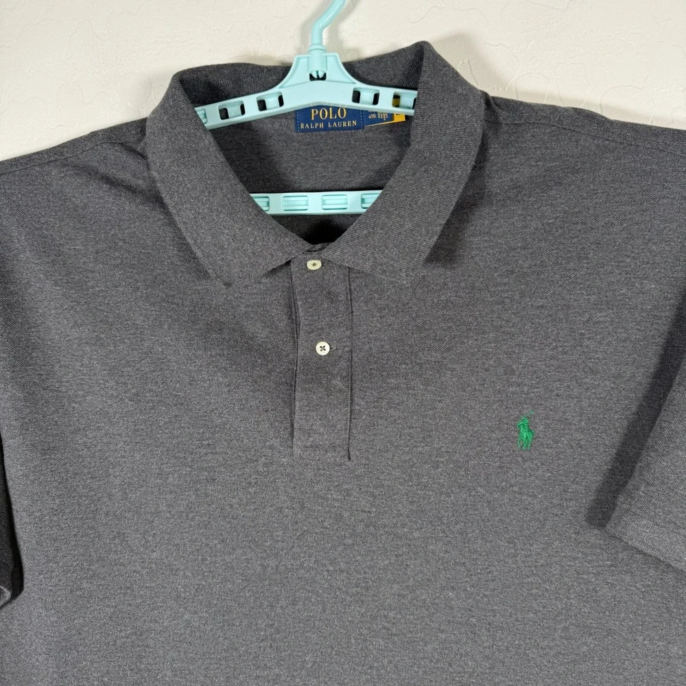 Polo Ralph Lauren Polo Shirt Mens 4XB Gray Pony Logo Short‎ Sleeve Casual